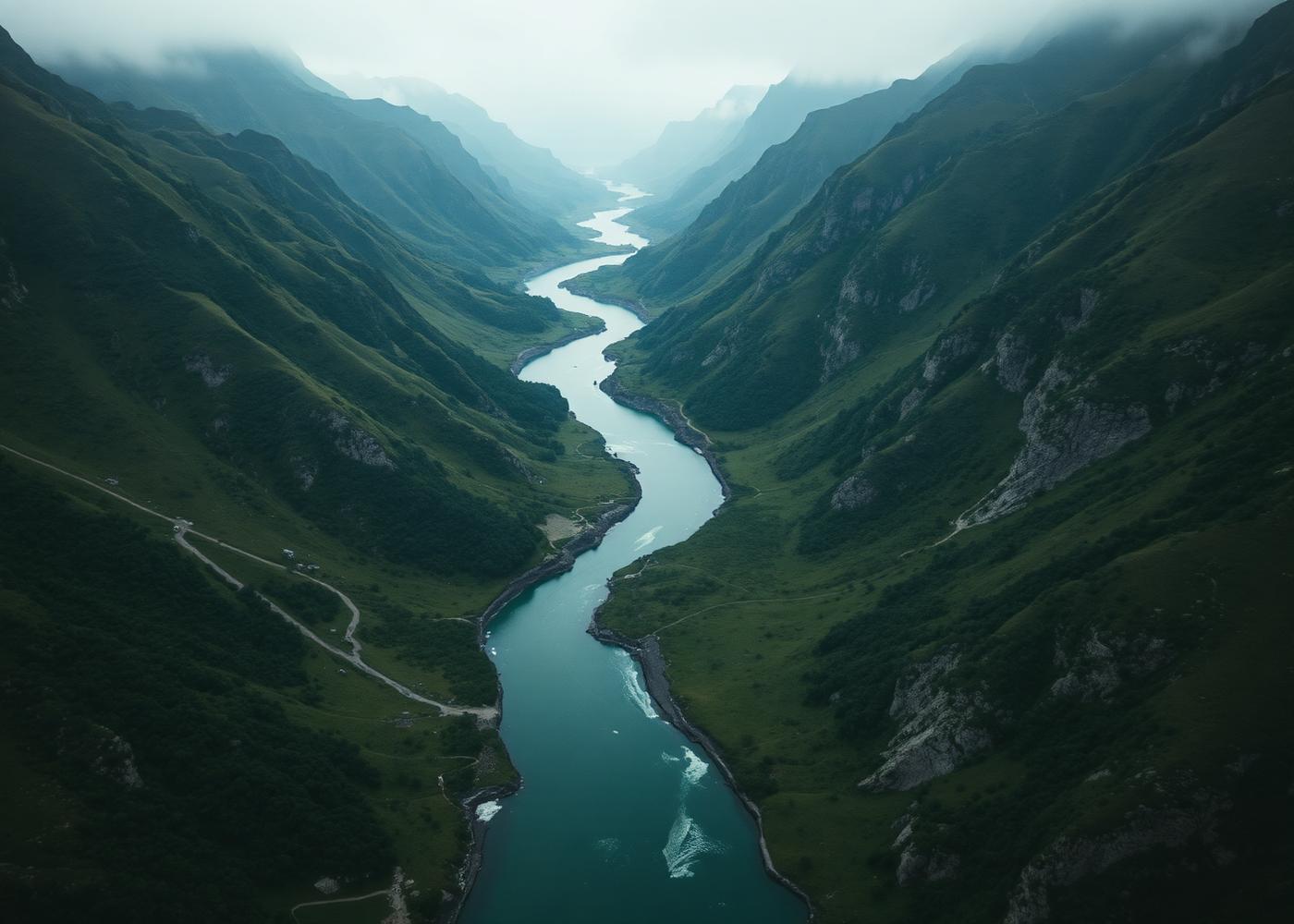 River winding through mountains