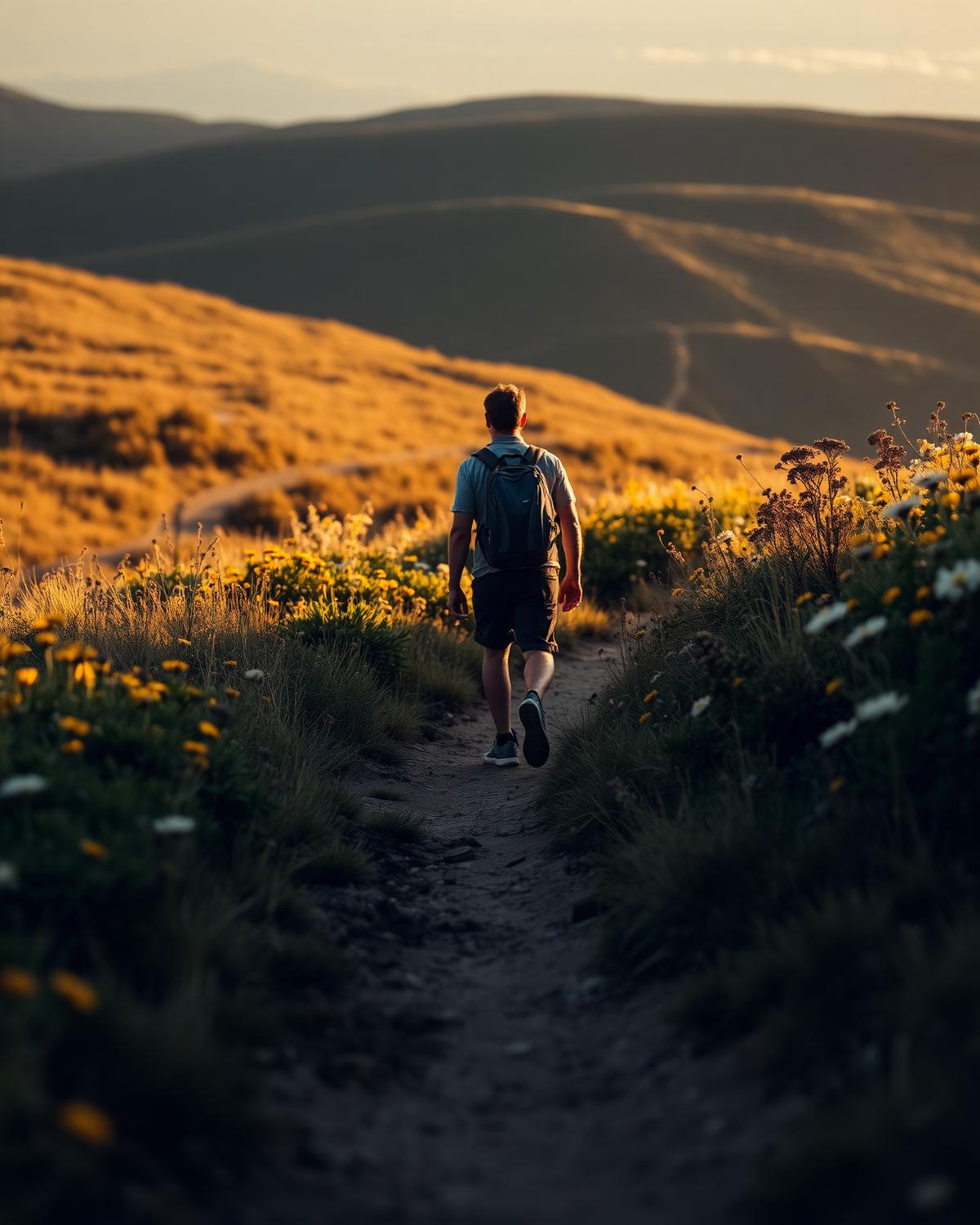 Trail through wildflowers